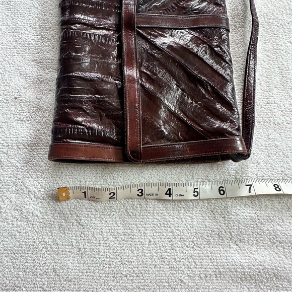 Vintage 70s Burgundy Red Eel Skin Leather Cross Body Purse &/or Clutch - Picture 10 of 12